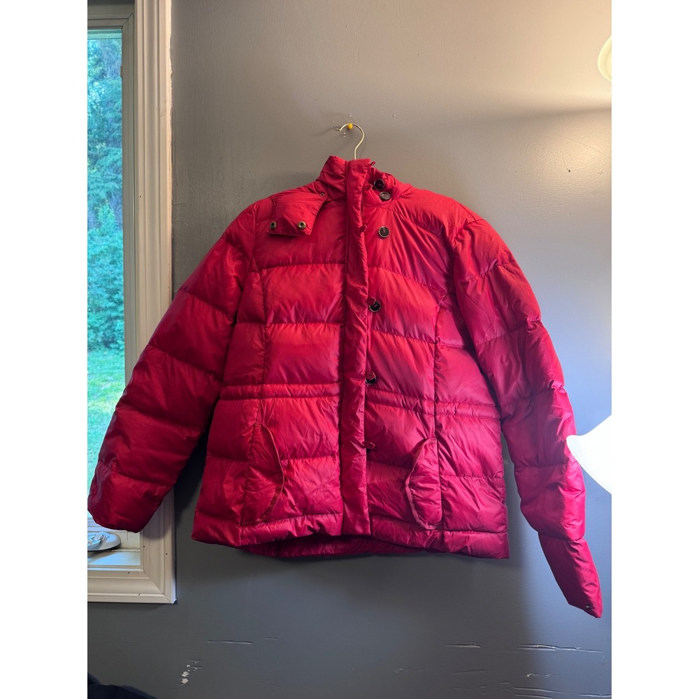 Tommy Hilfiger‎ Red Hooded Puffer Jacket Womens XL Quilted Full Zip Coat